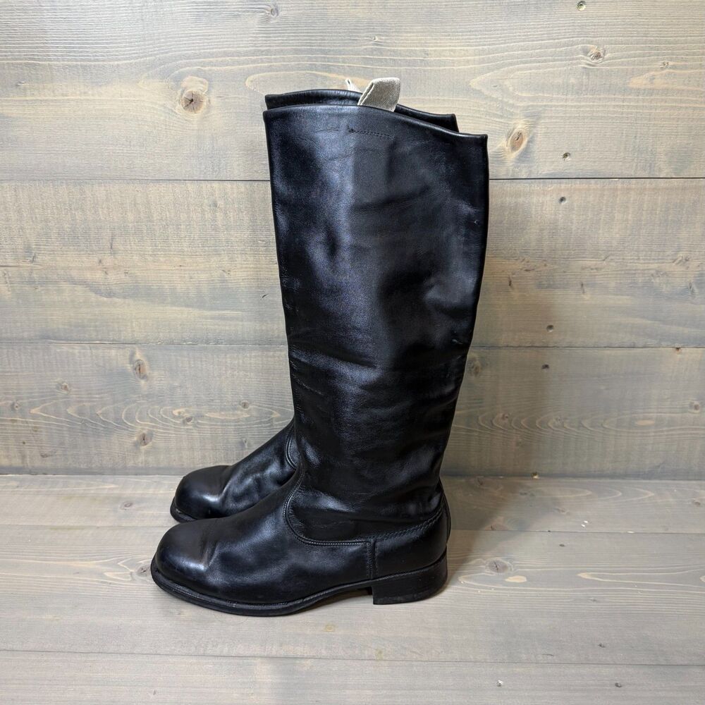 Vintage Soviet Era East German Military Leather Motorcycle Boots EU 41, US 8